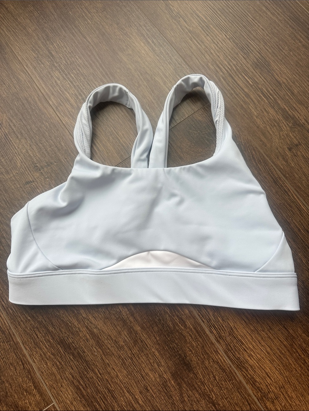 Athleta Pale Gray High-Neck Supportive Sports Bra